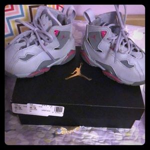 Size 5c Infant/toddler Jordans, Gray and Pink